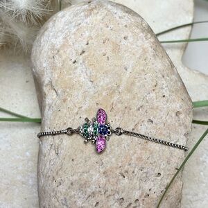 Bracelet Gardgy Pink Green Butterfly Design fashion jewelry insect silver